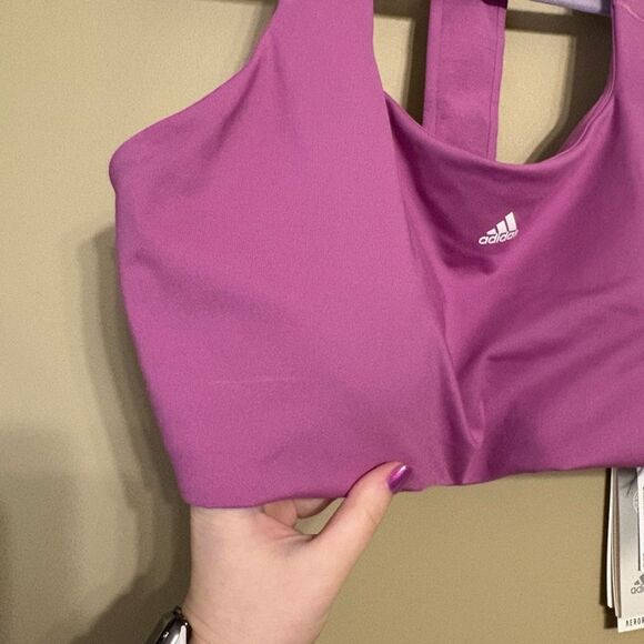 Adidas Women’s Powerimpact Training Medium Support Sports Bra Lilac XLDD - Picture 6 of 14